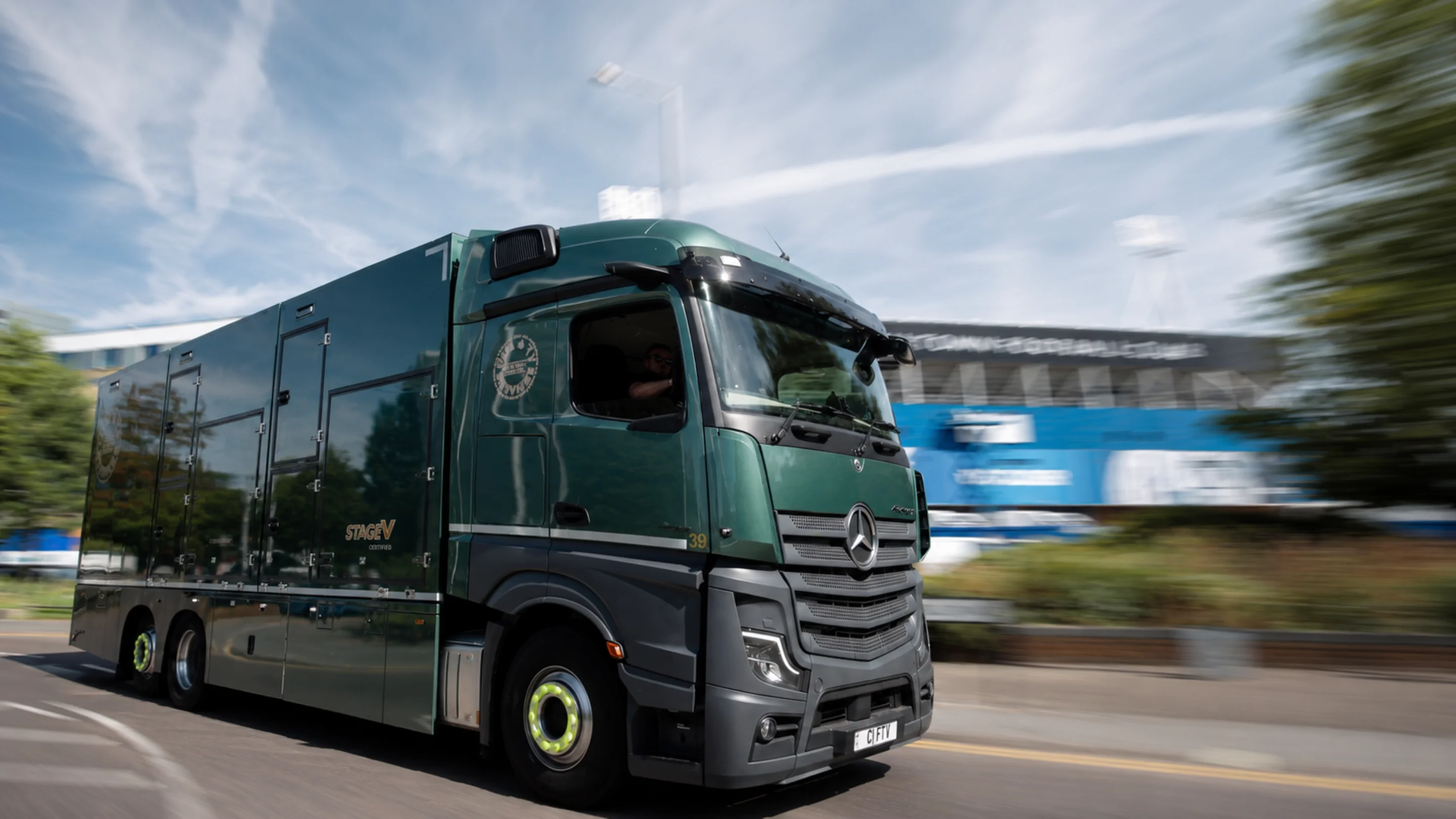 A stage V generator truck on the move